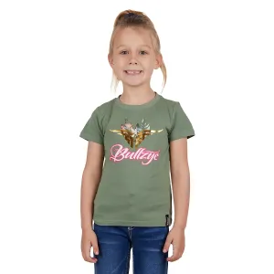 Bullzye Girl's Foliage Tee-Moss