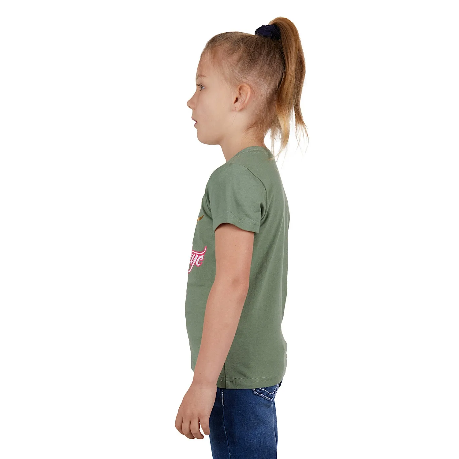Bullzye Girl's Foliage Tee-Moss