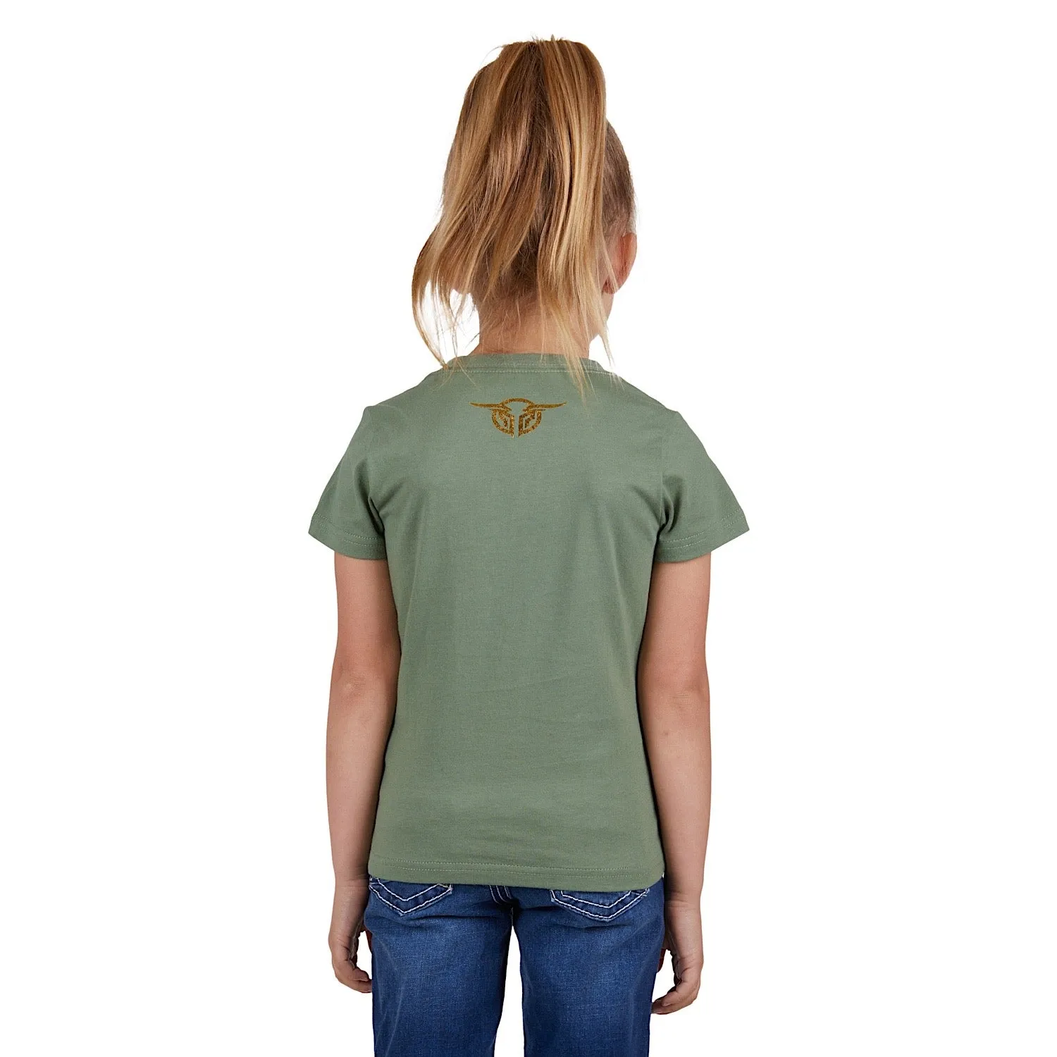 Bullzye Girl's Foliage Tee-Moss