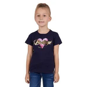 Bullzye Girl's Heart Tee-Navy