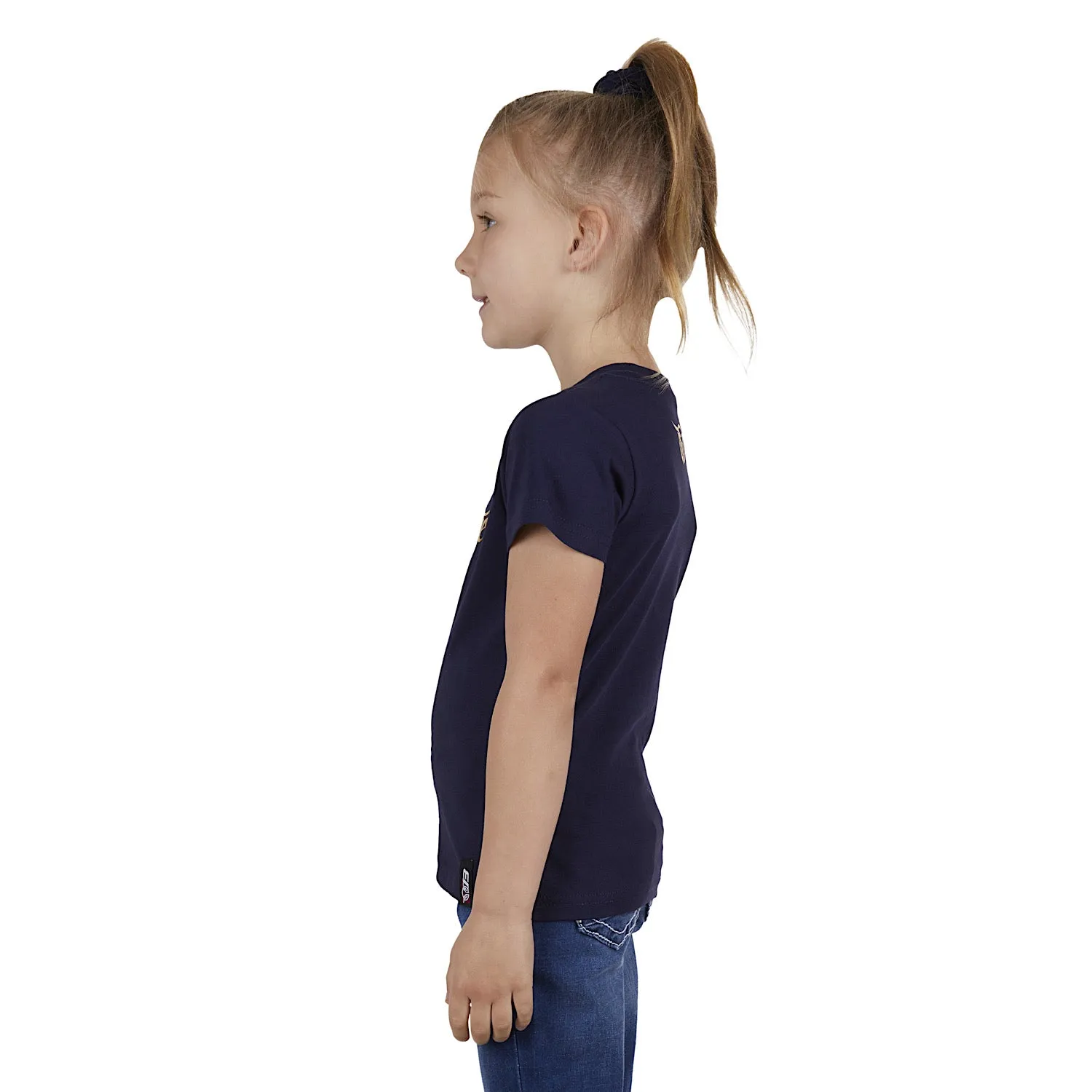 Bullzye Girl's Heart Tee-Navy