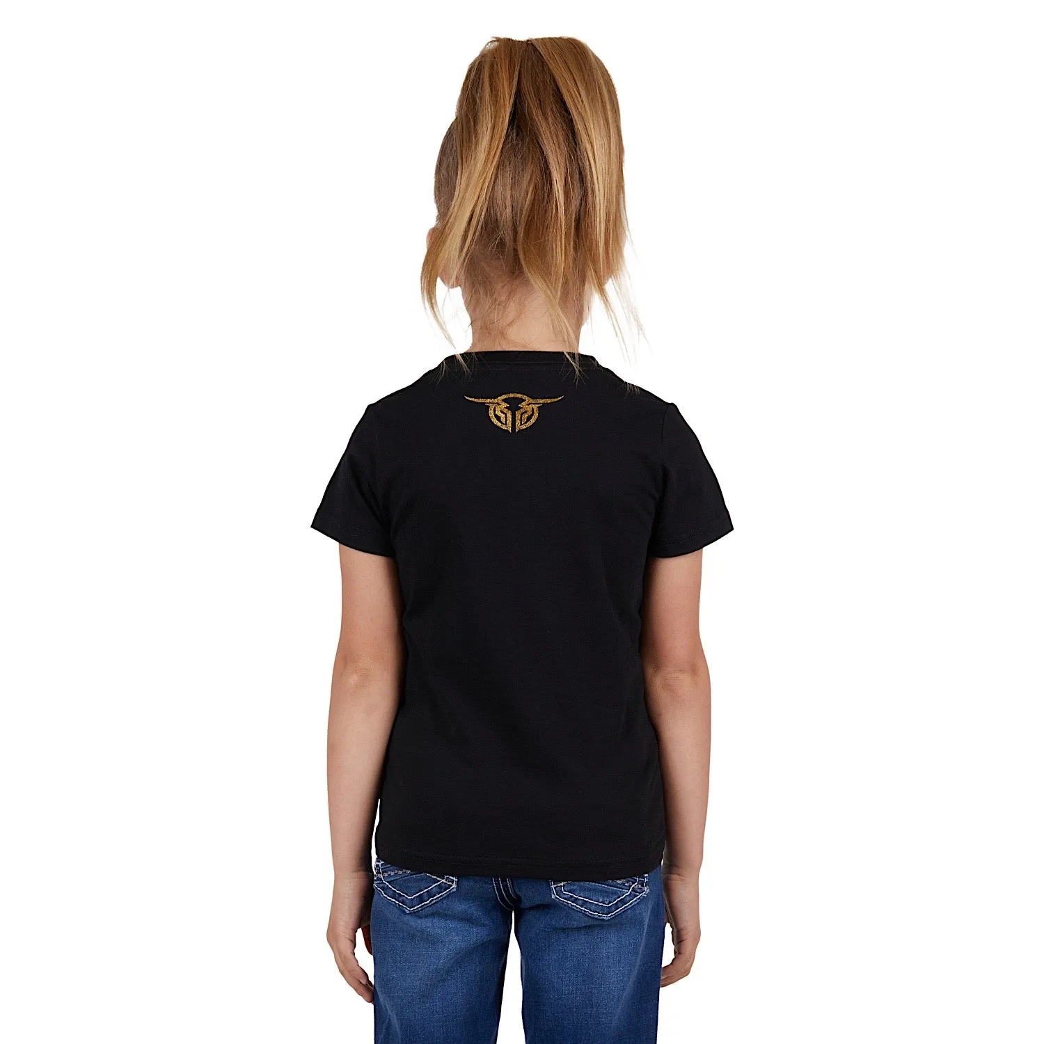 Bullzye Girl's Tropics Tee-Black