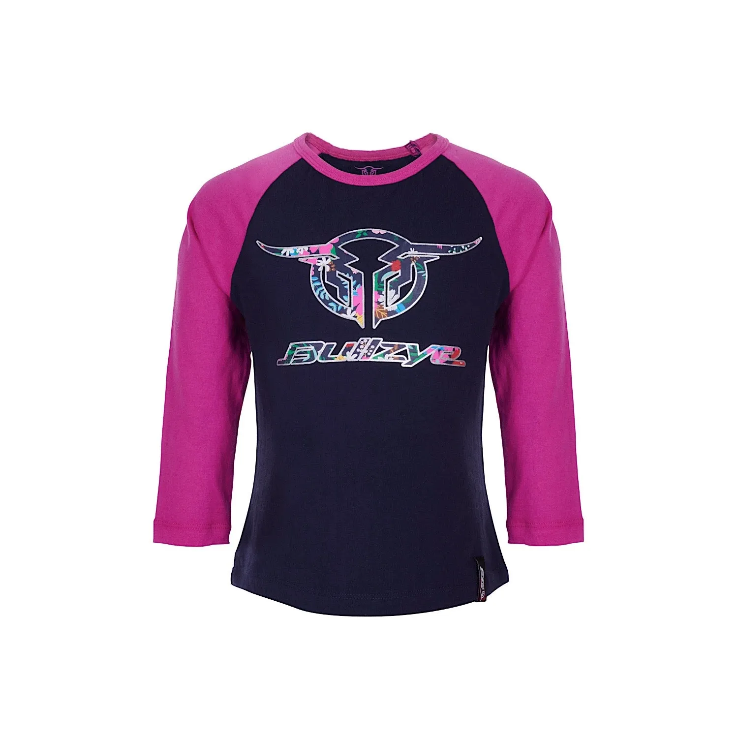Bullzye Girl's Wildflower L/S Raglan Tee Dark Navy/Rose