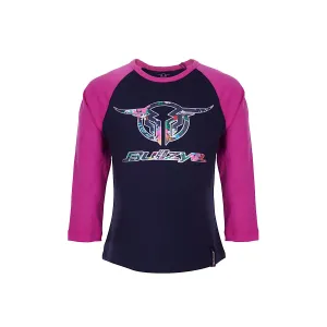 Bullzye Girl's Wildflower L/S Raglan Tee Dark Navy/Rose