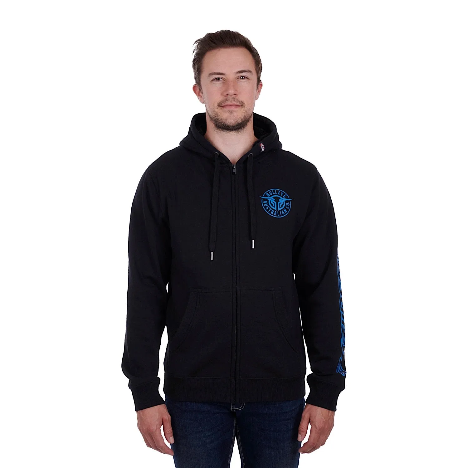 Bullzye Mens Bullring Zip Through Hoodie Black