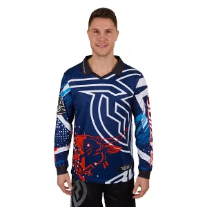 Bullzye Mens Dan Long Sleeve Fishing Tee-Blue