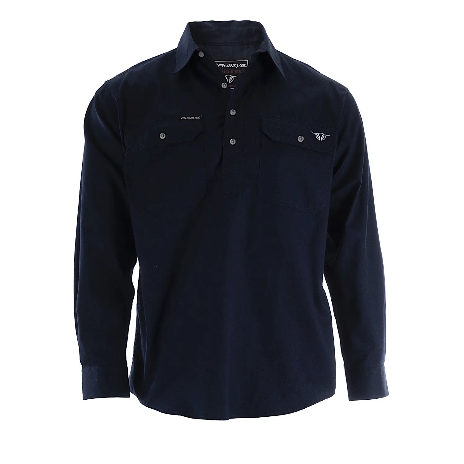 Bullzye Men's Lightweight Half Placket Shirt - Navy