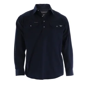 Bullzye Men's Lightweight Half Placket Shirt - Navy