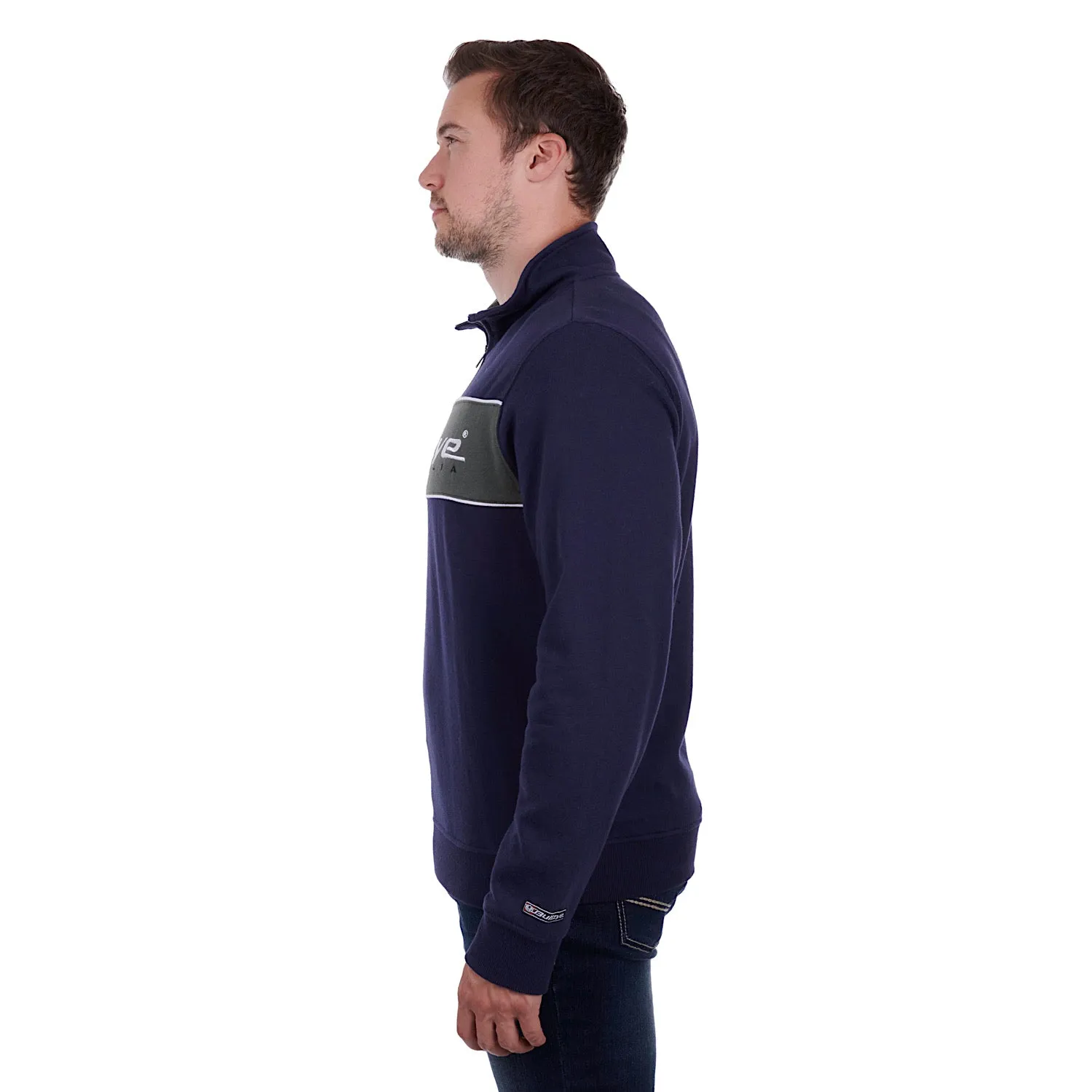 Bullzye Men's Logo 1/4 Zip Pullover Navy/Green