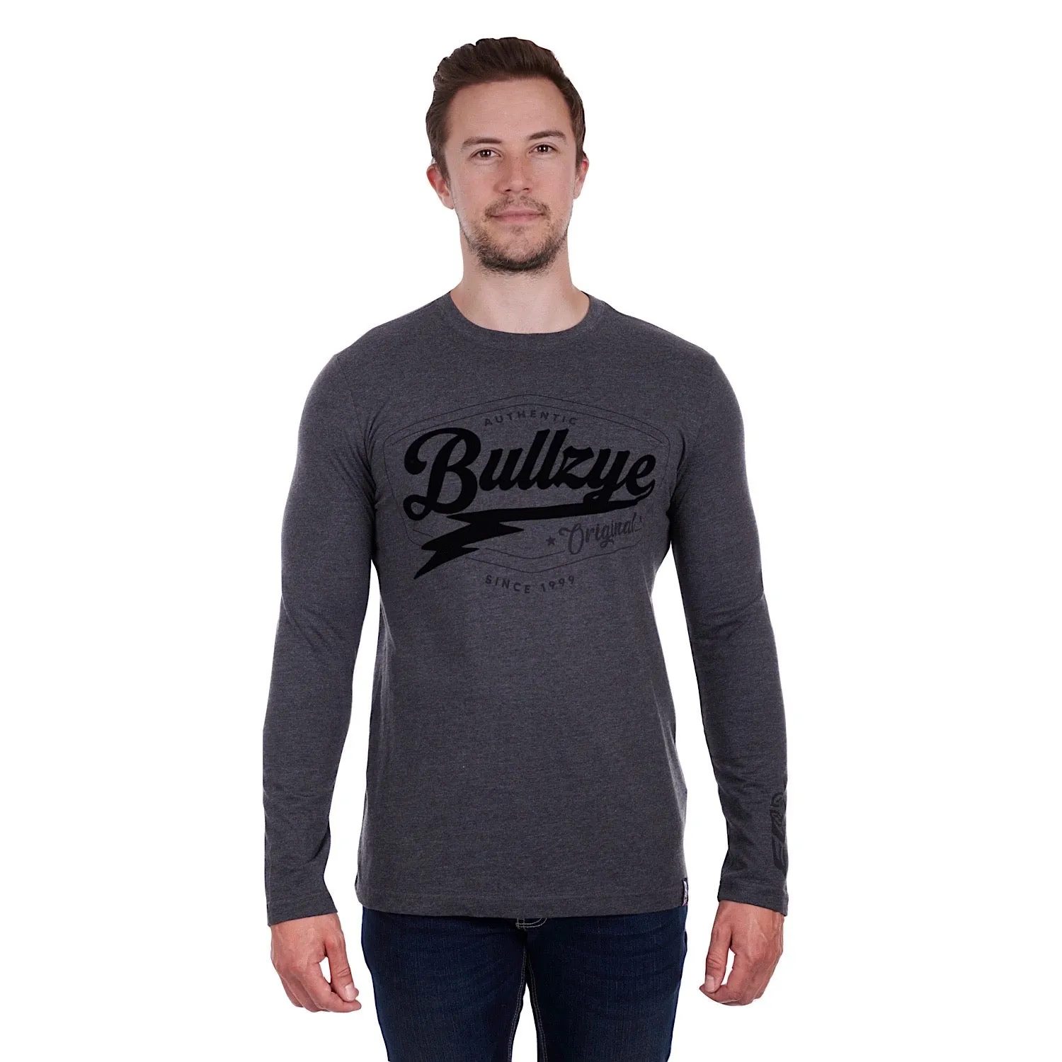Bullzye Mens Murphy Long Sleeve Tee Charcoal Marle