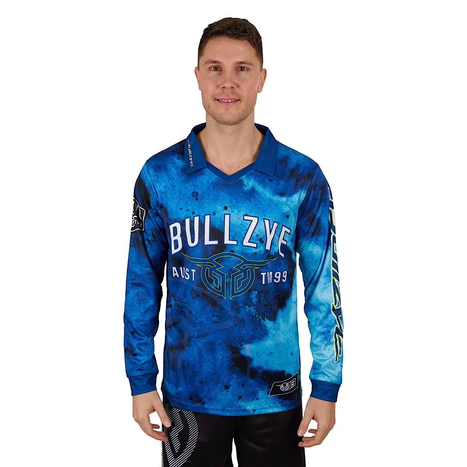 Bullzye Mens Olly Long Sleeve Fishing Tee-Blue