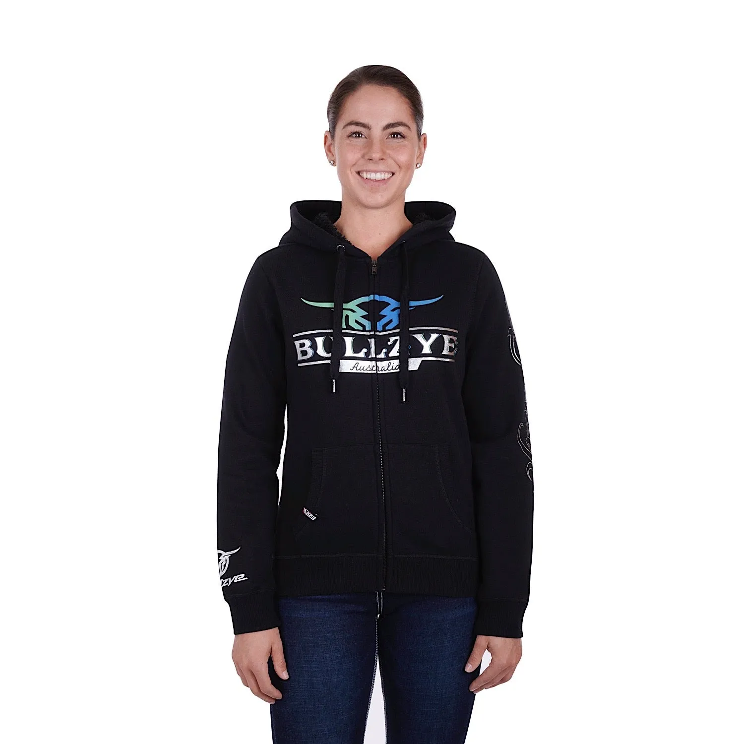 Bullzye Womens Corella Zip Through Hoodie Black
