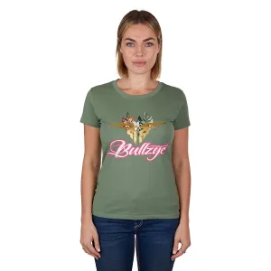Bullzye Womens Foliage Tee-Moss
