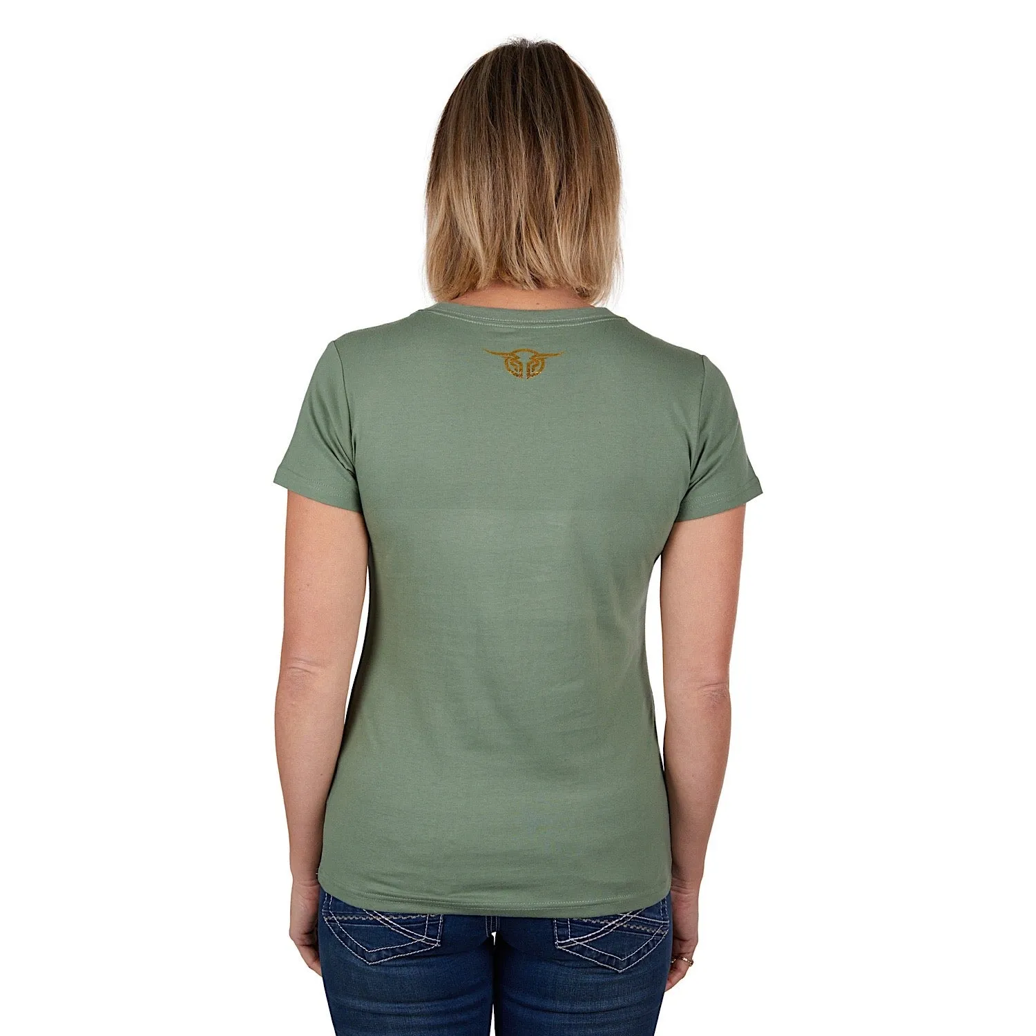 Bullzye Womens Foliage Tee-Moss