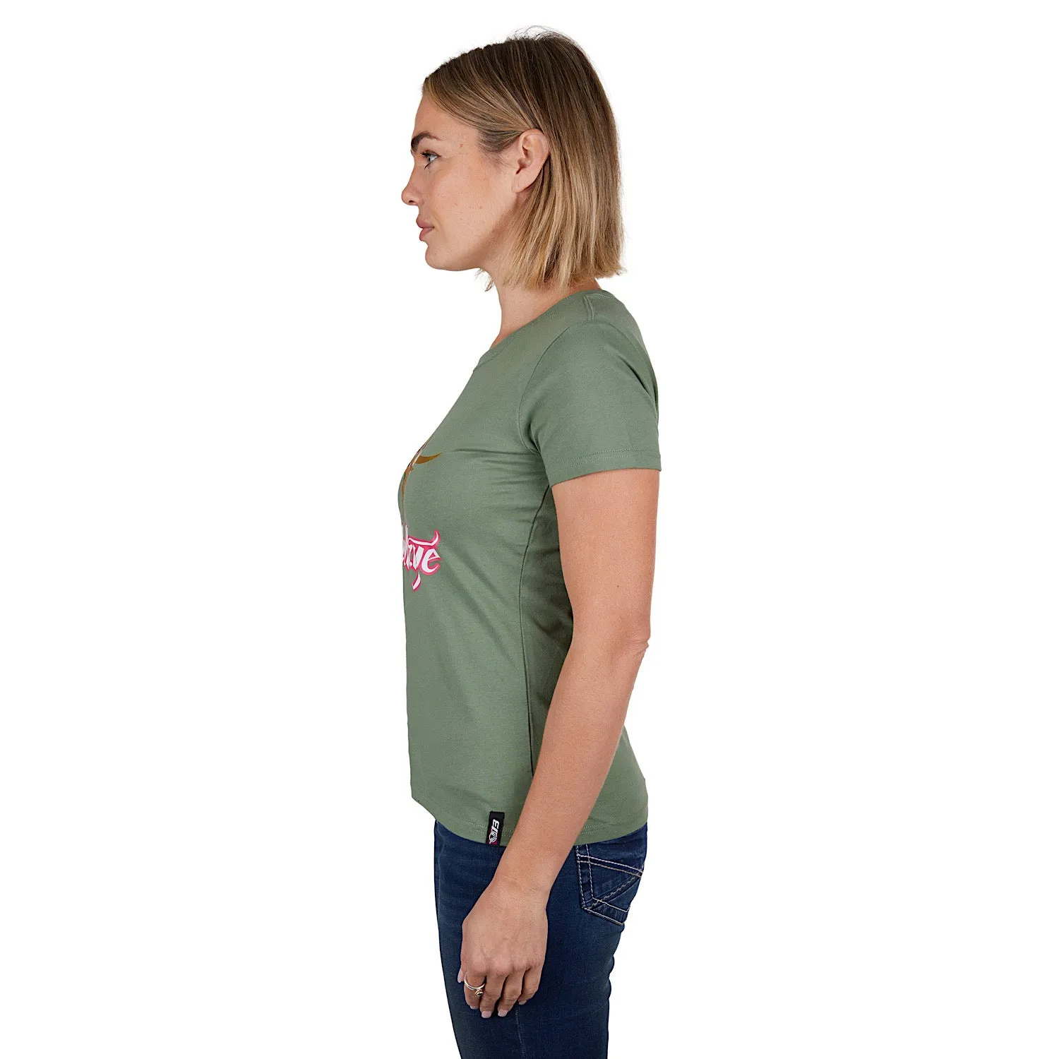 Bullzye Womens Foliage Tee-Moss