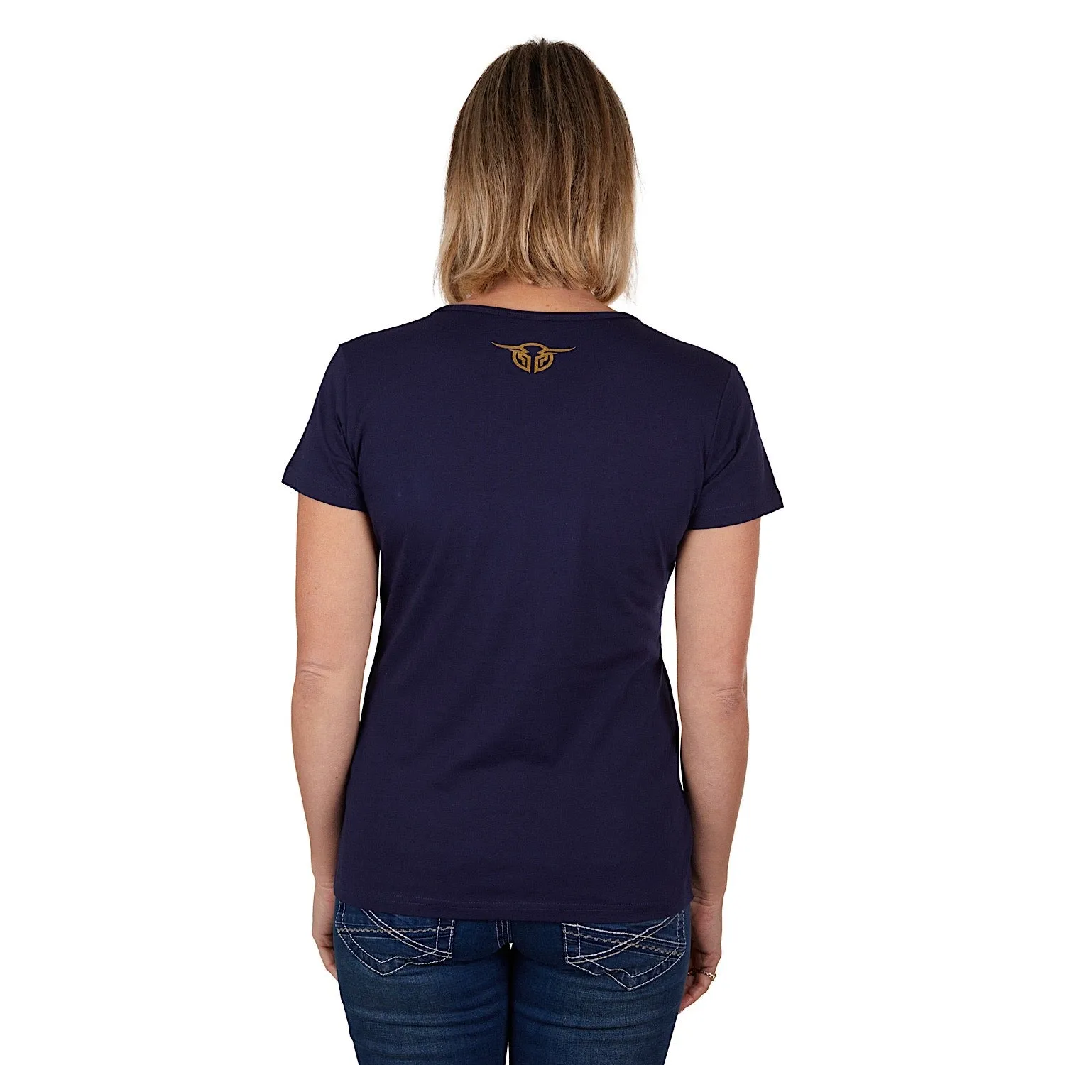Bullzye Womens Heart Tee-Navy