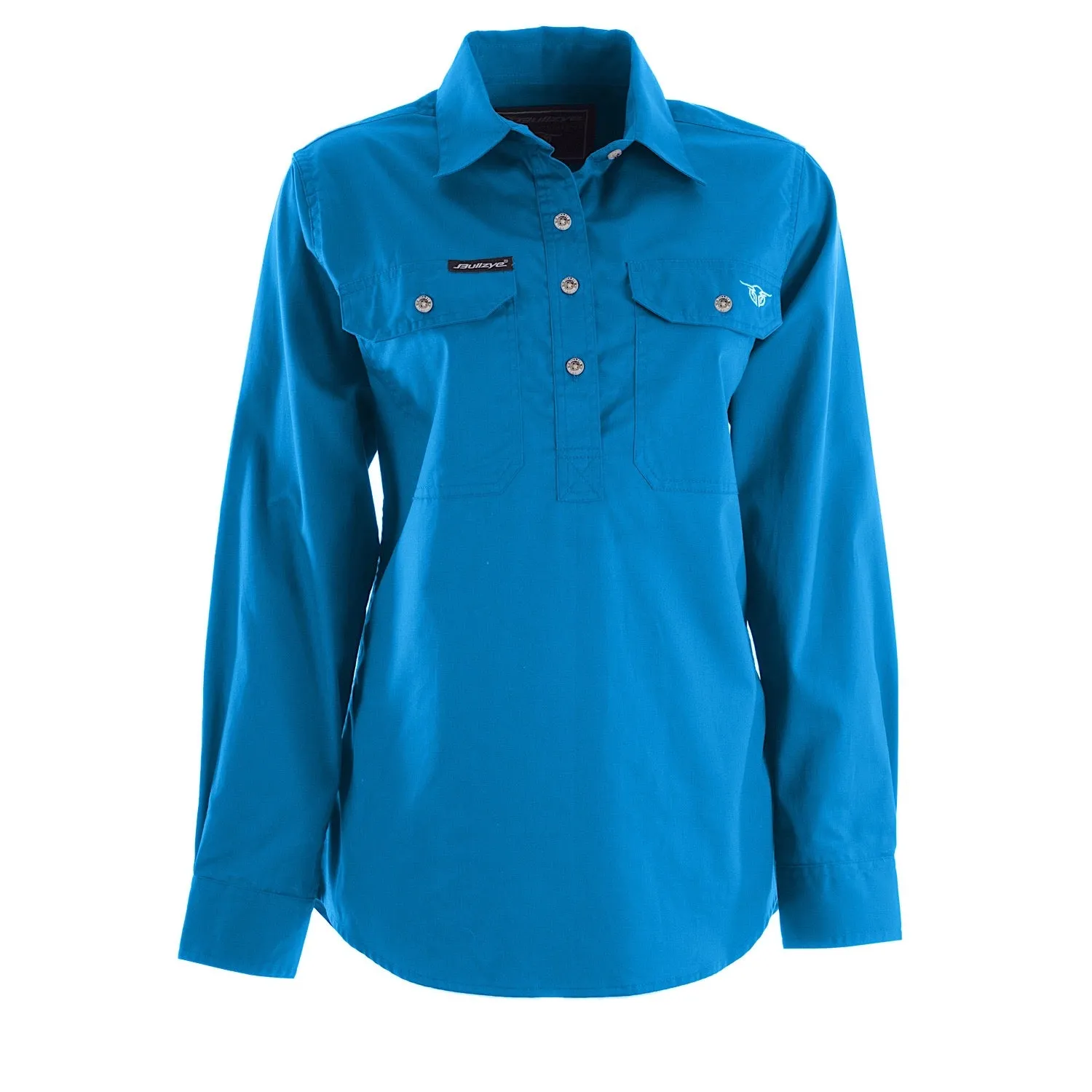 Bullzye Women's Lightweight Half Placket Shirt Vivid Blue