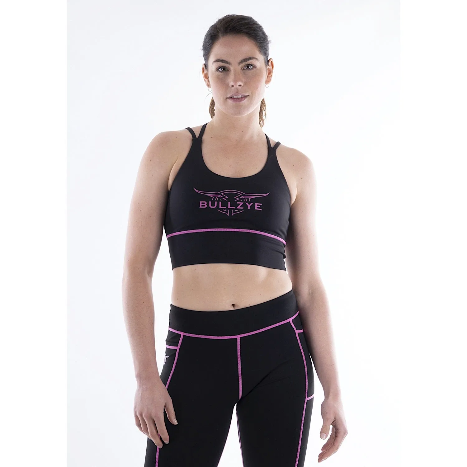 Bullzye Womens Pip Crop Top Black/Pink