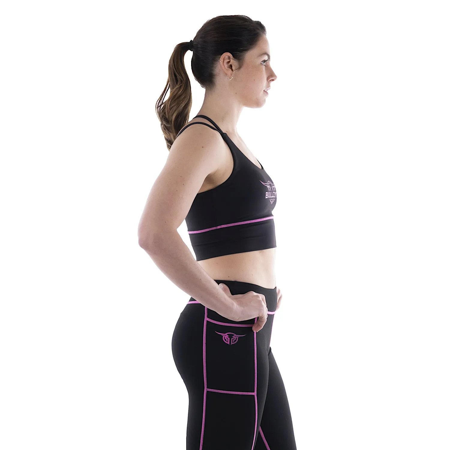 Bullzye Womens Pip Crop Top Black/Pink