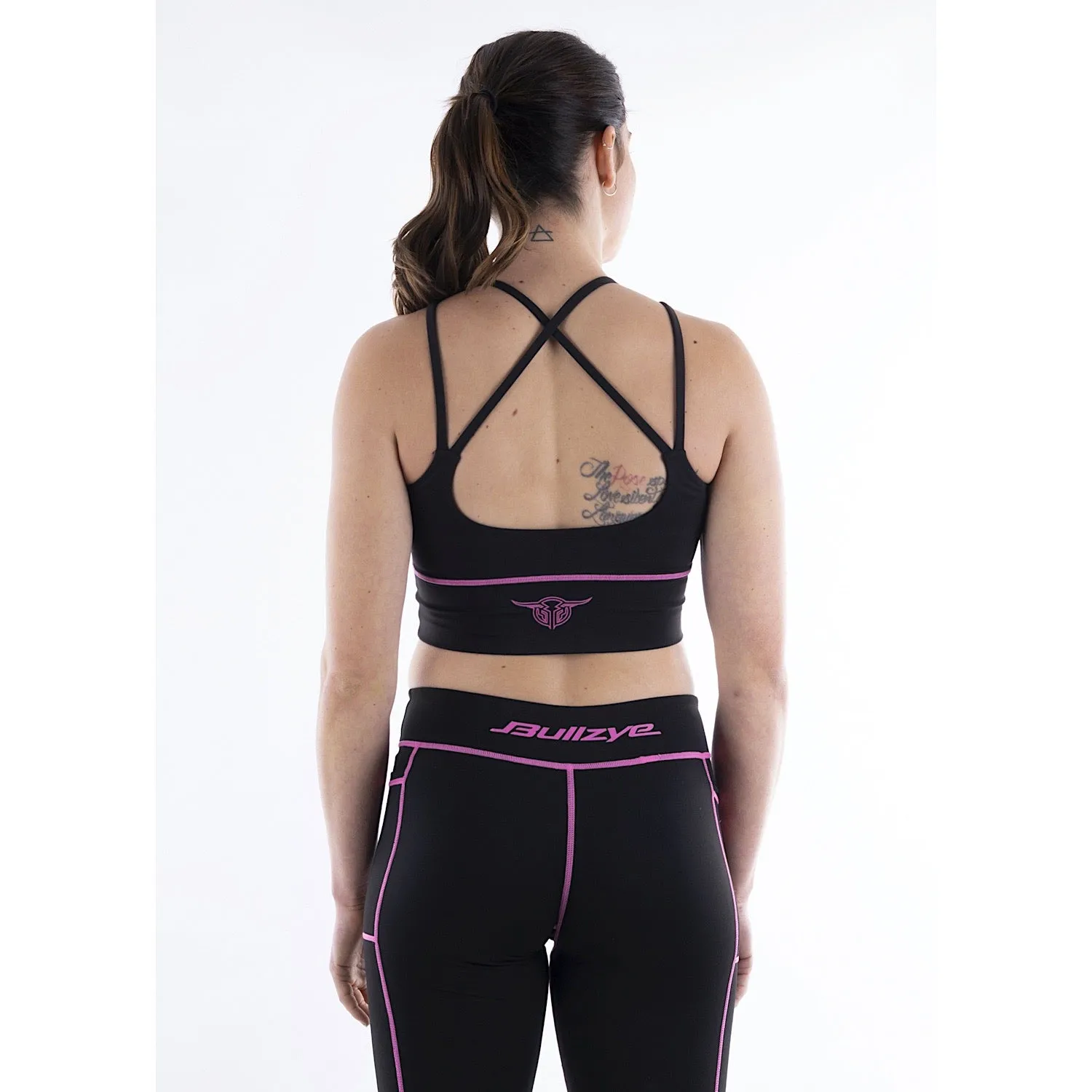 Bullzye Womens Pip Crop Top Black/Pink