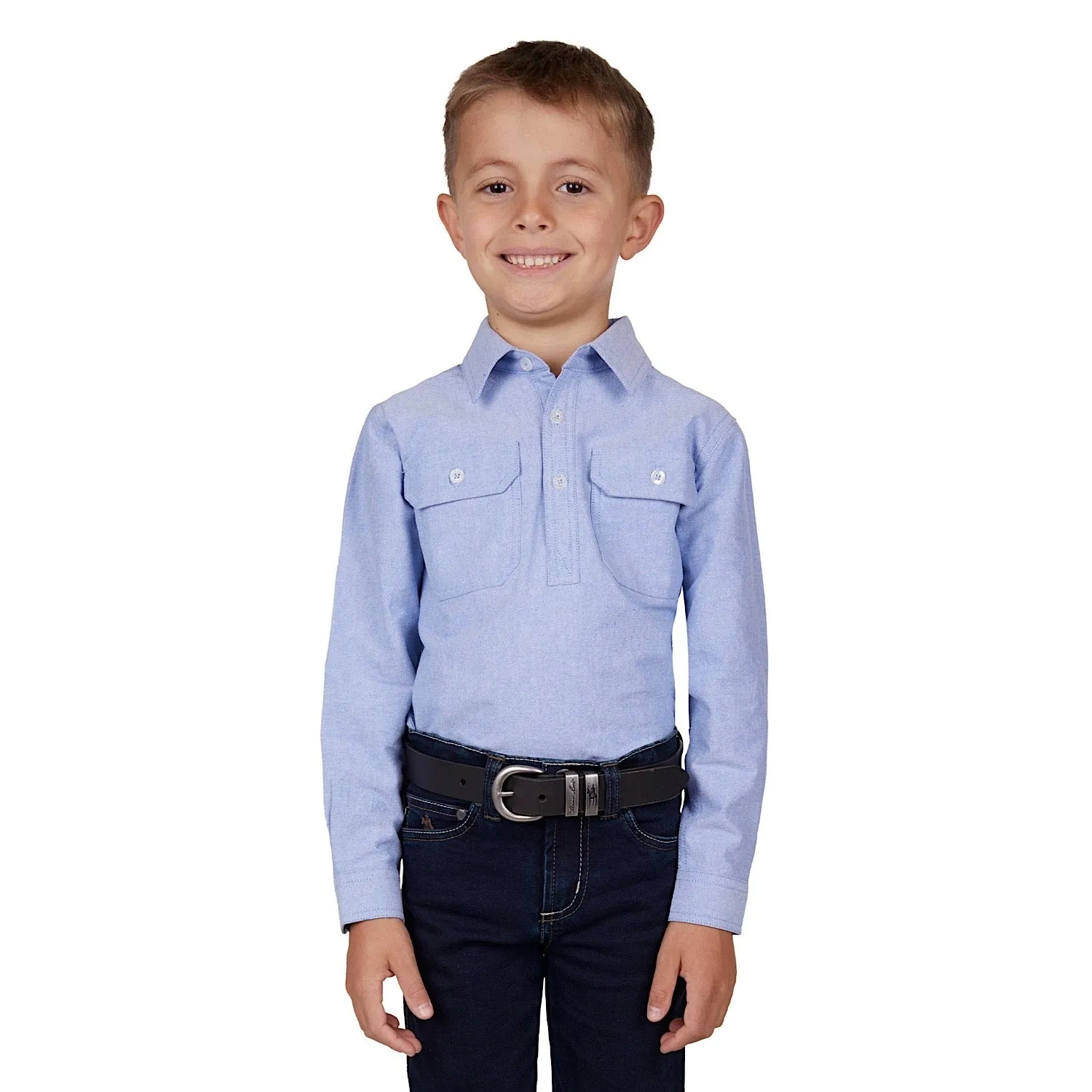 Hard Slog Kids Fred 1/2 Placket Shirt Navy