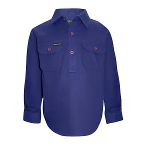 Hard Slog Kid's Half Placket Light Cotton Shirt - Royal Blue