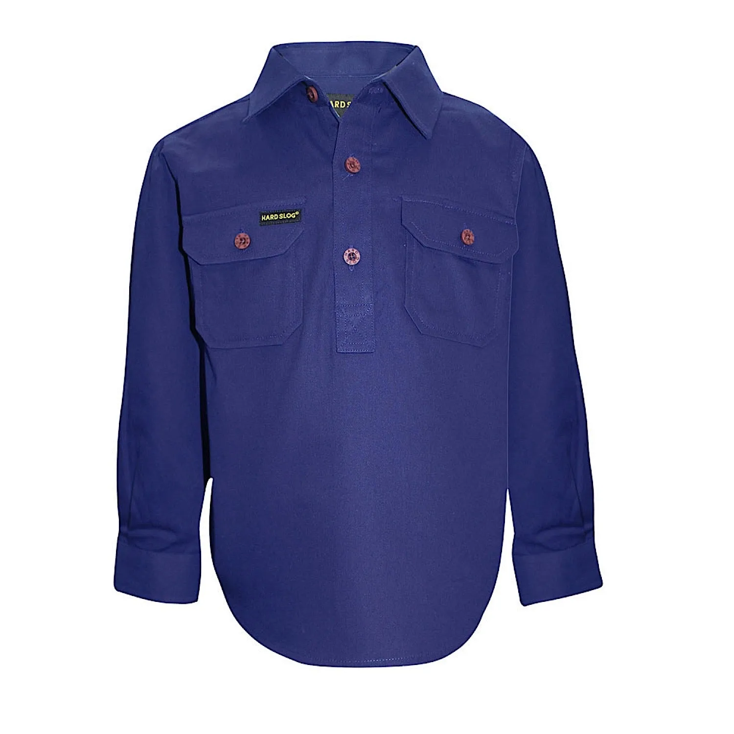 Hard Slog Kid's Half Placket Light Cotton Shirt - Royal Blue