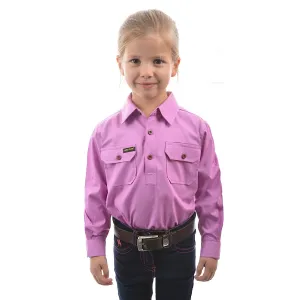 Hard Slog Kid's Half Placket Light Cotton Shirt - Violet