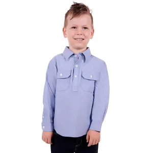 Hard Slog Kids Jackson Half Placket Shirt Blue