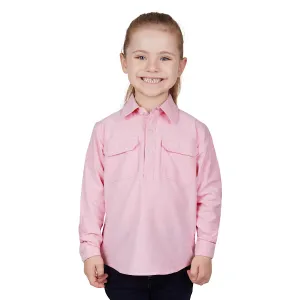 Hard Slog Kids Jas 1/2 Placket Long Sleeve Shirt Pink