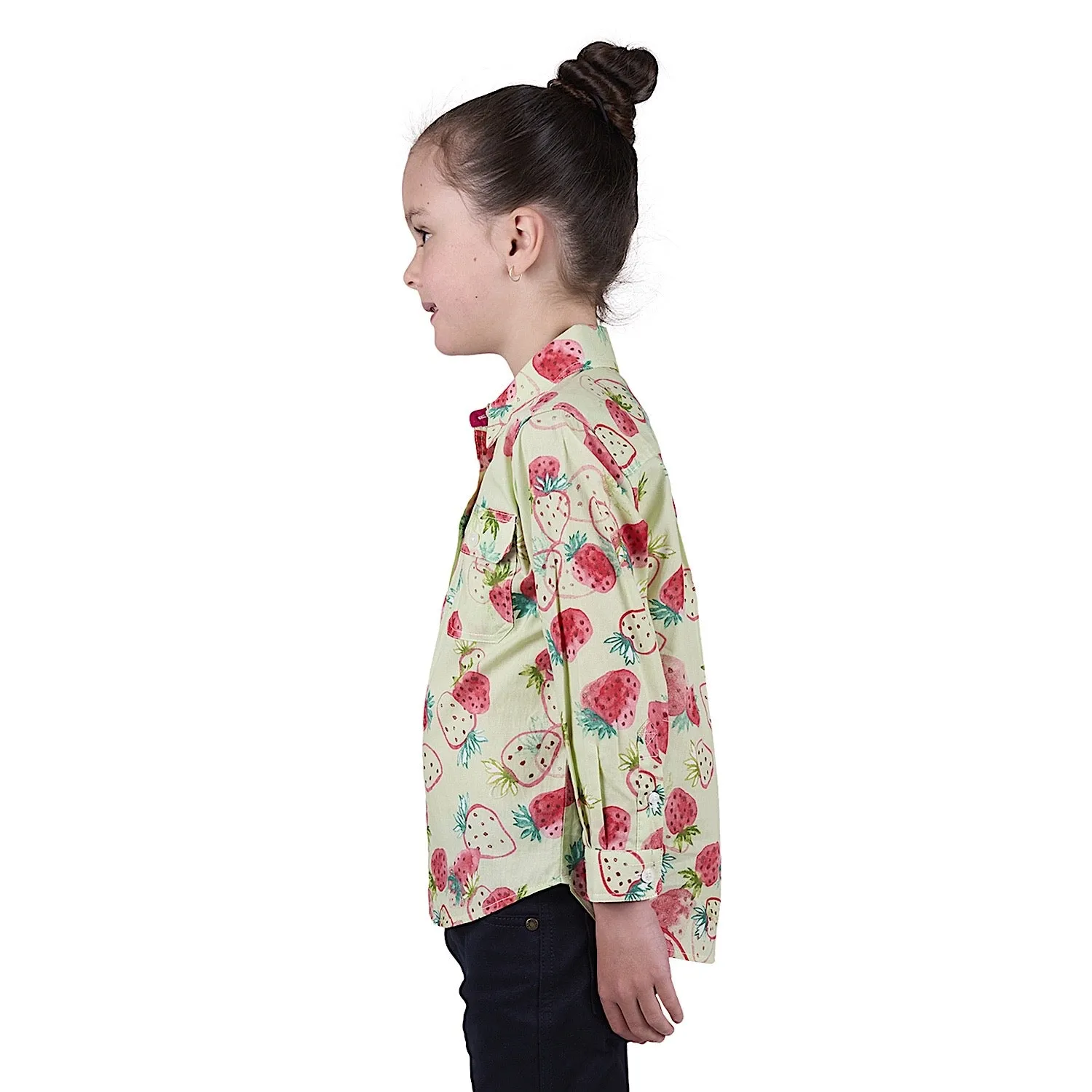 Hard Slog Kid's Kimmy Half Placket Long Sleeve Shirt - Green