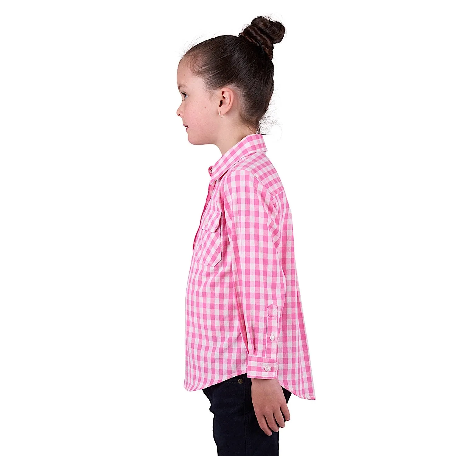 Hard Slog Kid's Melly Half Placket Long Sleeve Shirt - Pink