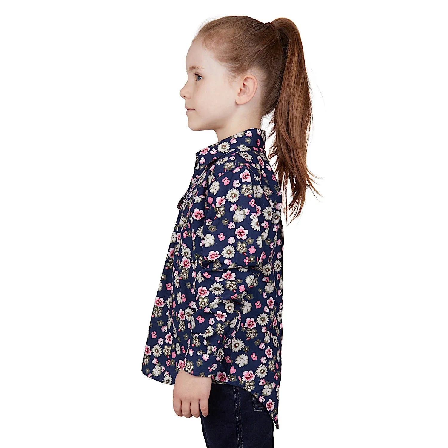 Hard Slog Kids Rose 1/2 Placket Long Sleeve Shirt - Navy