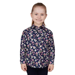 Hard Slog Kids Rose 1/2 Placket Long Sleeve Shirt - Navy