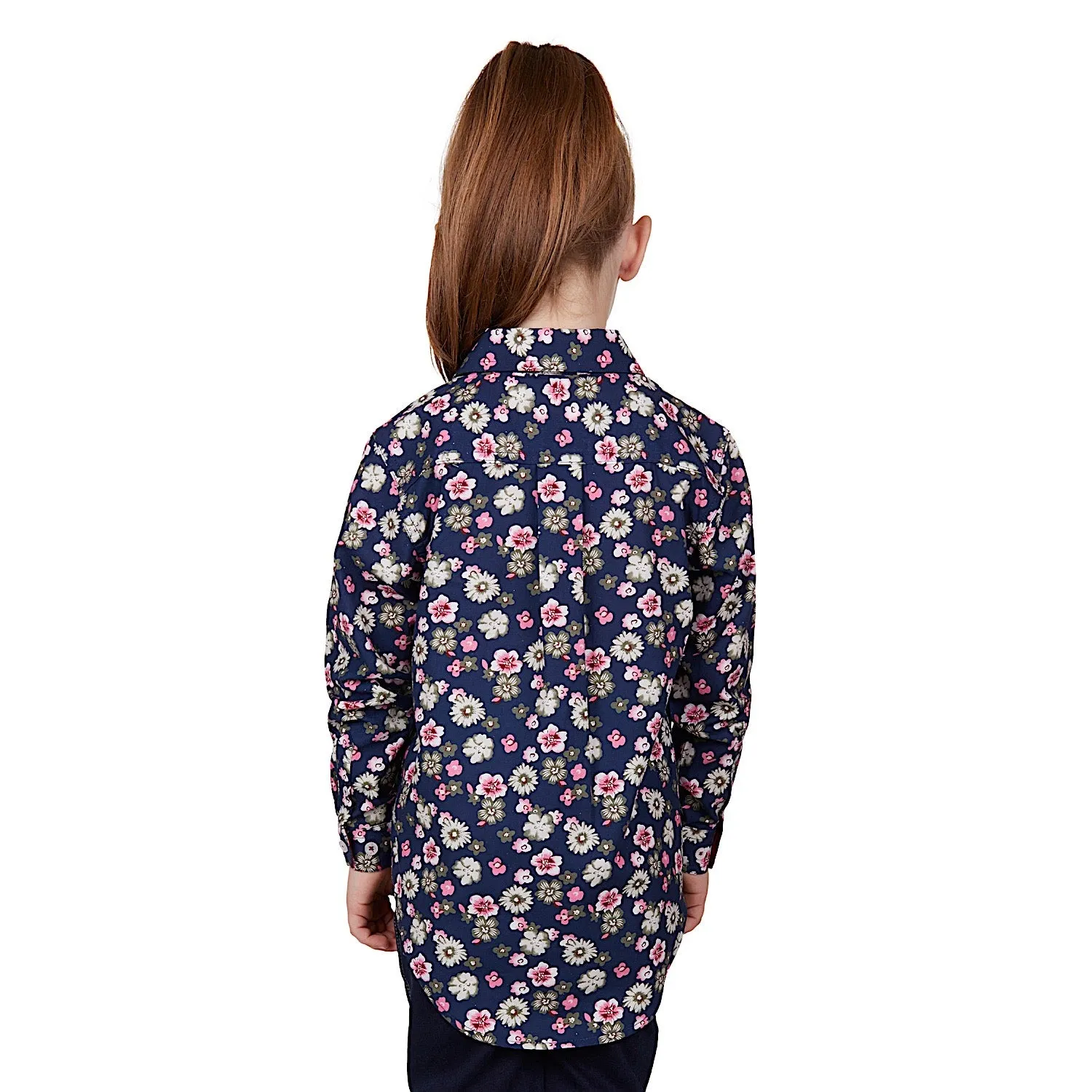 Hard Slog Kids Rose 1/2 Placket Long Sleeve Shirt - Navy