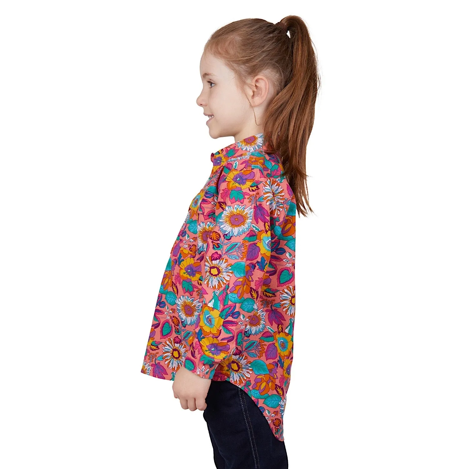 Hard Slog Kids Susie 1/2 Placket Long Sleeve Shirt Multi