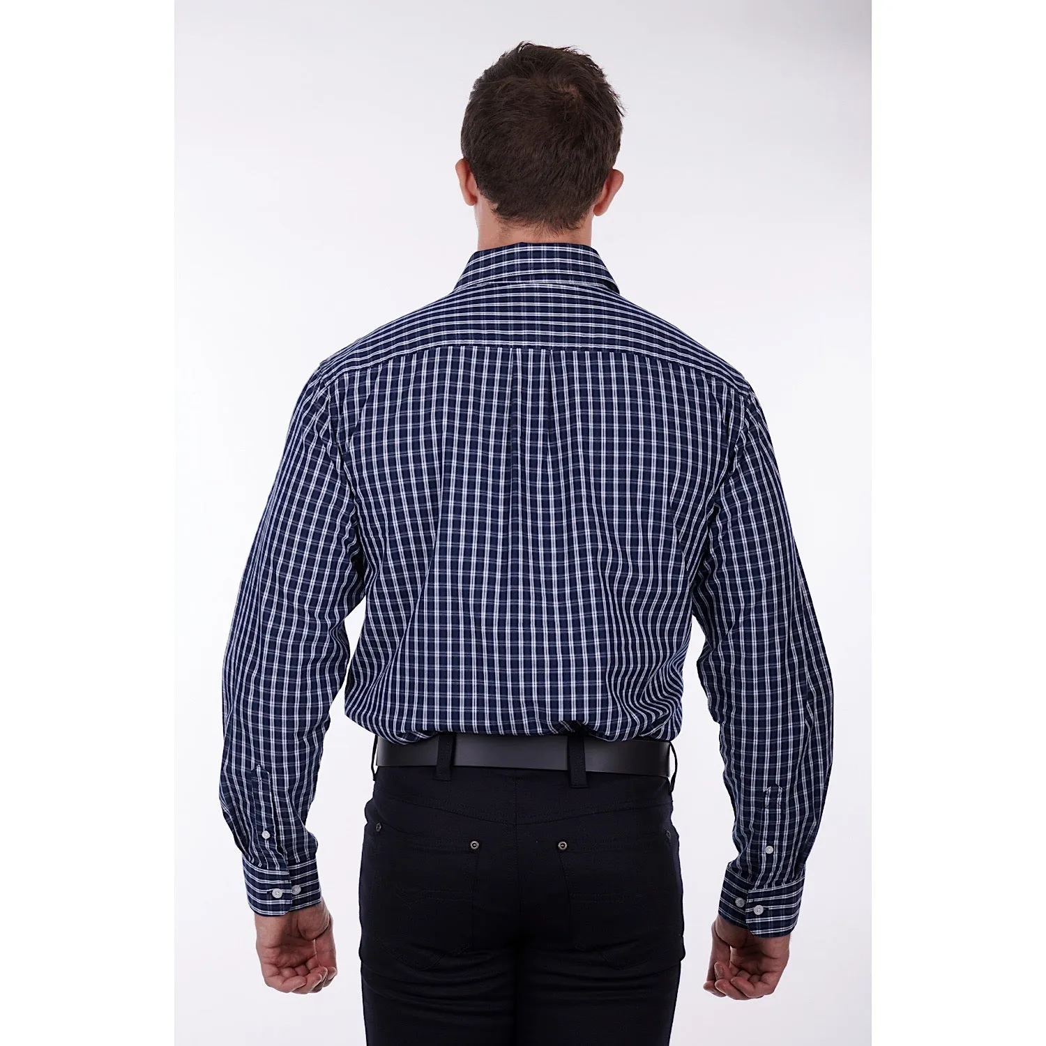 Hard Slog Mens Alon Half Placket Shirt Navy