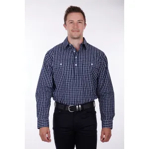 Hard Slog Mens Alon Half Placket Shirt Navy
