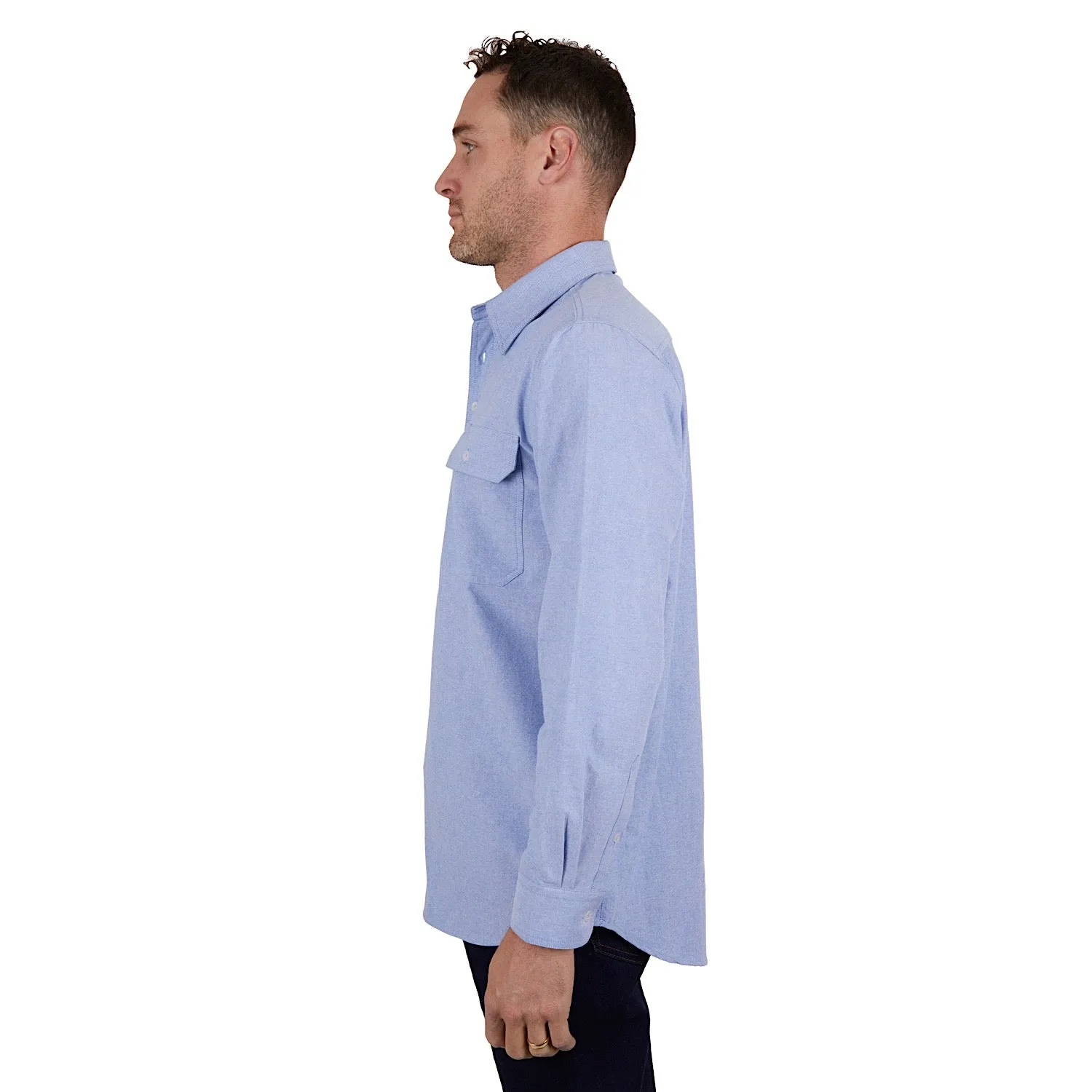 Hard Slog Mens Fred Half Placket Shirt Navy
