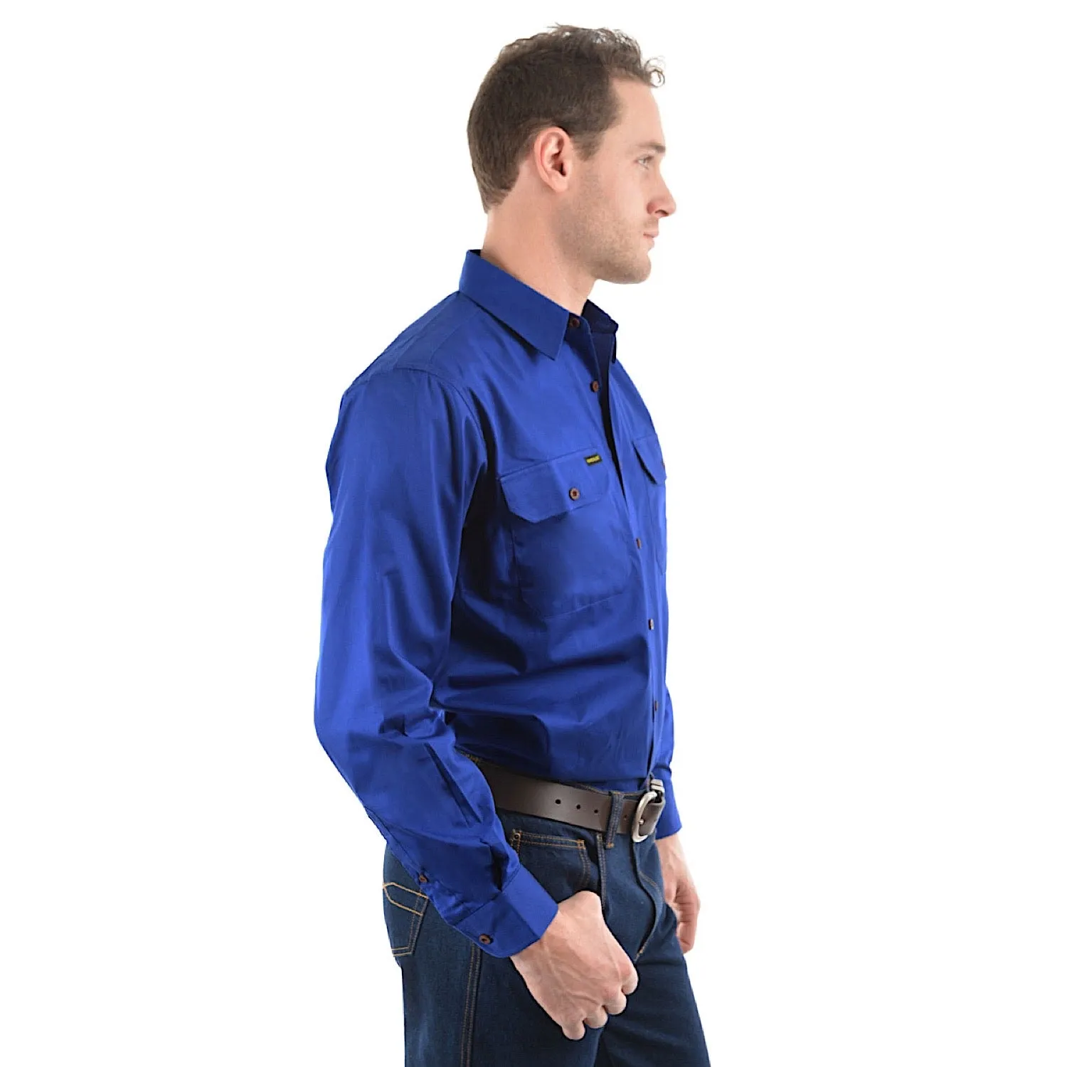 Hard Slog Men's Full Placket Light Cotton Shirt - Royal Blue