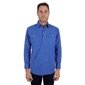 Hard Slog Men's Tad Half Placket Shirt Royal