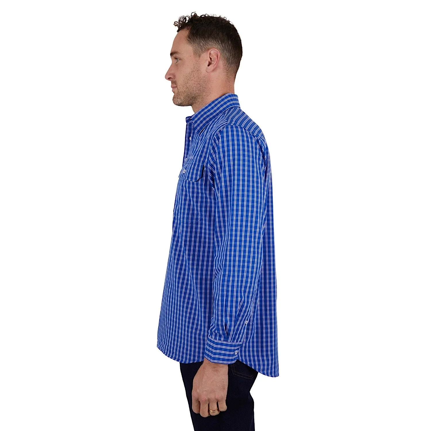 Hard Slog Men's Tad Half Placket Shirt Royal