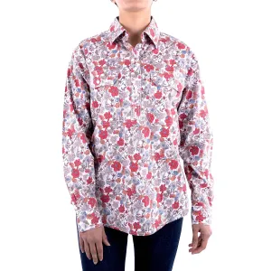 Hard Slog Womens Clementine Half Placket L/S Shirt Red