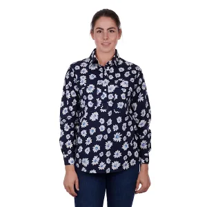 Hard Slog Womens Dian Half Placket Shirt Navy