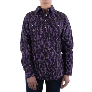 Hard Slog Womens Dixie Half Placket L/S Shirt Lilac