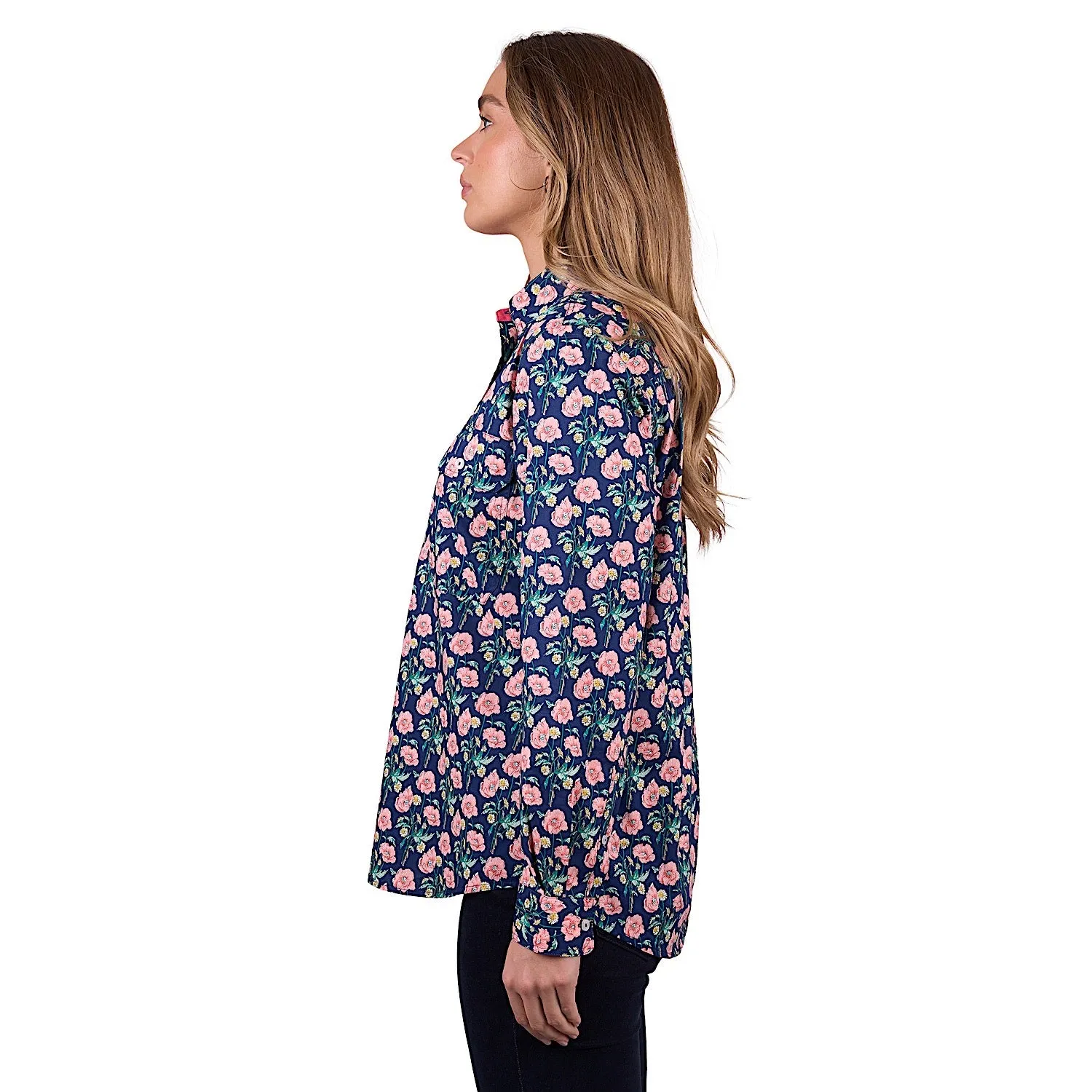 Hard Slog Women's Fauna Half Placket Long Sleeve Shirt - Navy