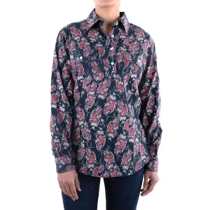 Hard Slog Womens Hayden Half Placket L/S Shirt Navy