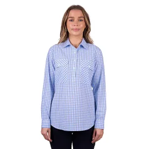 Hard Slog Women's Rux Half Placket Long Sleeve Shirt - Blue