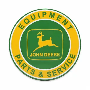 John Deere Equipment Parts & Service Round Embossed Metal Magnet 15cm Diameter