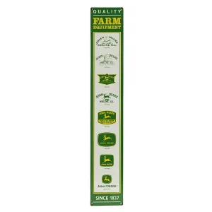 John Deere Quality Farm Equipment Vertical Logo Embossed Metal Sign